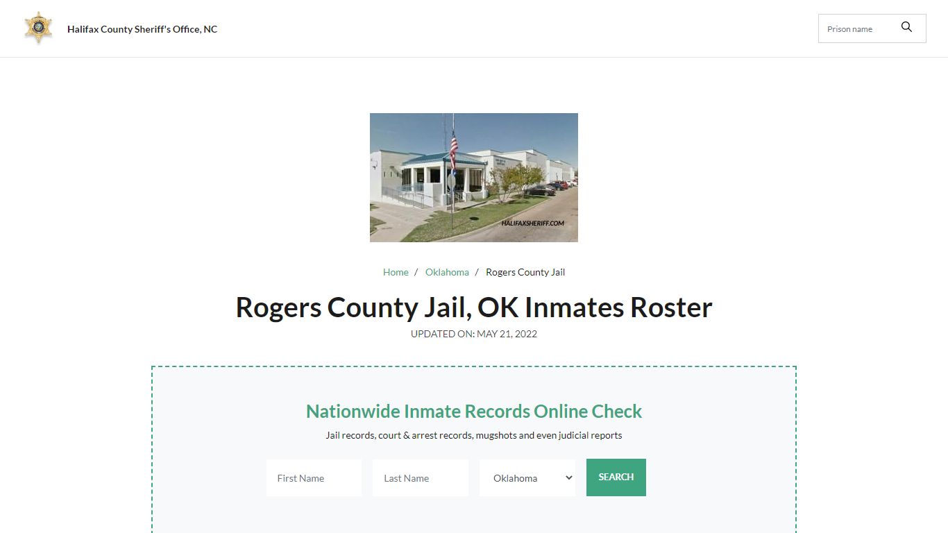 Rogers County Jail, OK Jail Roster, Name Search